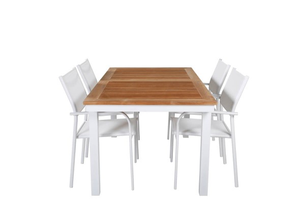 Panama & Santorini matgrupp 1 bord + 4 stolar vit/natur Venture Home
