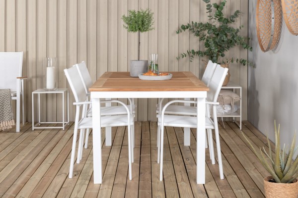 Panama & Santorini matgrupp 1 bord + 4 stolar vit/natur Venture Home