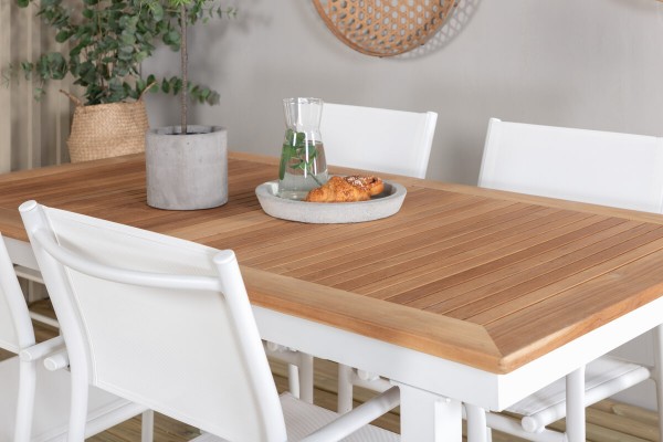 Panama & Santorini matgrupp 1 bord + 4 stolar vit/natur Venture Home