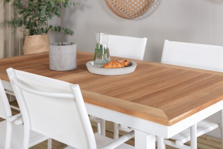 Panama & Santorini matgrupp 1 bord + 4 stolar vit/natur Venture Home