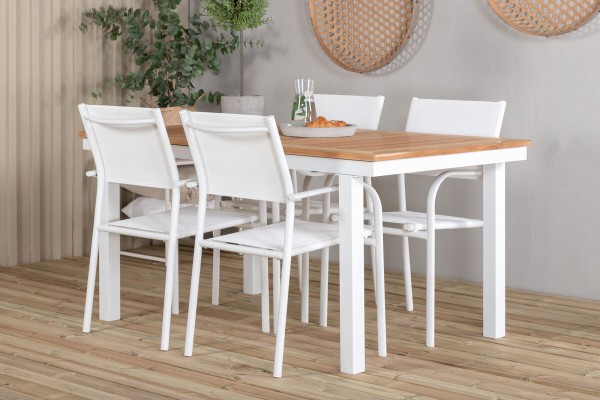 Panama & Santorini matgrupp 1 bord + 4 stolar vit/natur Venture Home