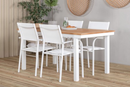 Panama & Santorini matgrupp 1 bord + 4 stolar vit/natur Venture Home