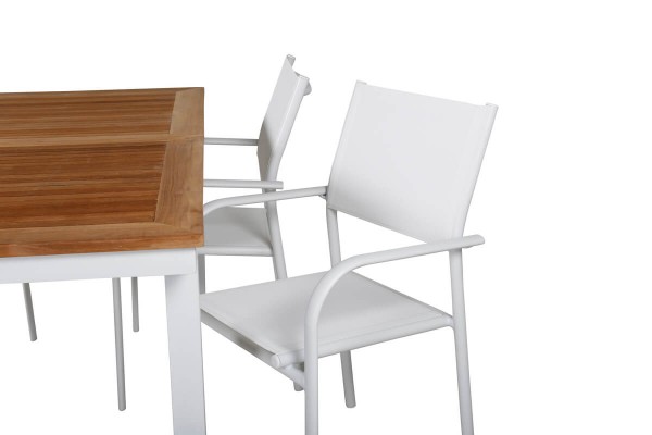 Panama & Santorini matgrupp 1 bord + 4 stolar vit/natur Venture Home