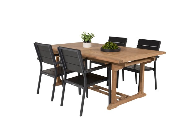 Kenya, Levels matgrupp 1 bord + 4 stolar natur/svart Venture Home