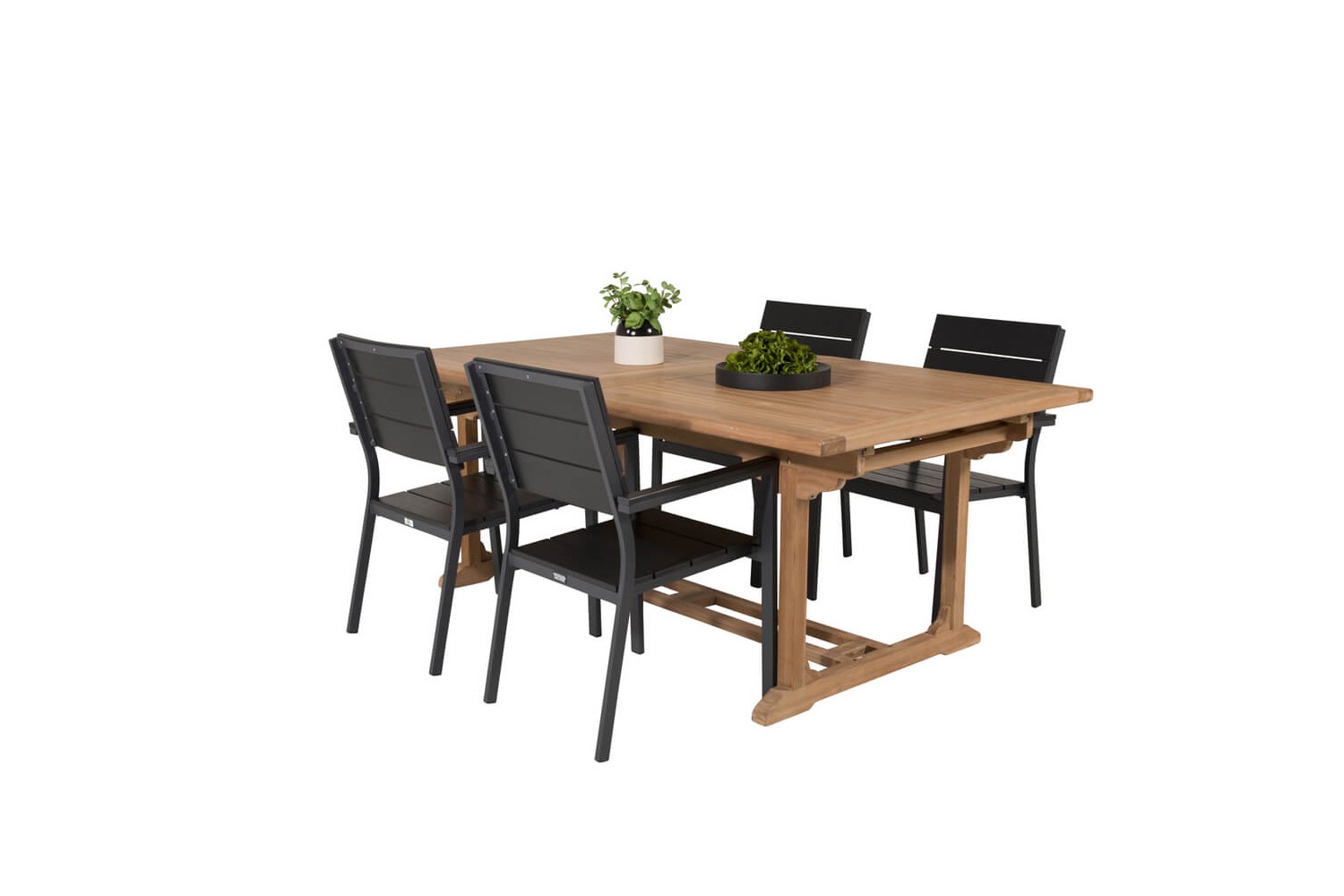Kenya, Levels matgrupp 1 bord + 4 stolar natur/svart Venture Home