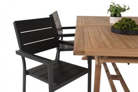 Kenya, Levels matgrupp 1 bord + 4 stolar natur/svart Venture Home