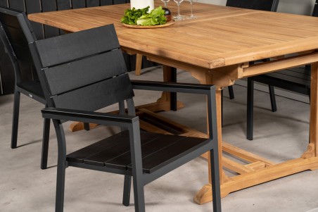 Kenya, Levels matgrupp 1 bord + 4 stolar natur/svart Venture Home