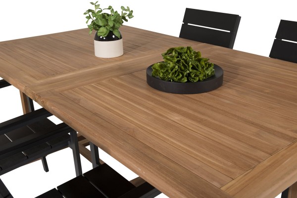 Kenya, Levels matgrupp 1 bord + 4 stolar natur/svart Venture Home