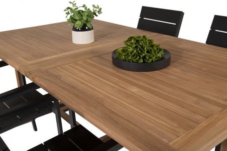Kenya, Levels matgrupp 1 bord + 4 stolar natur/svart Venture Home
