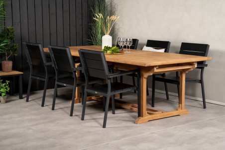 Kenya, Levels matgrupp 1 bord + 6 stolar natur/svart Venture Home