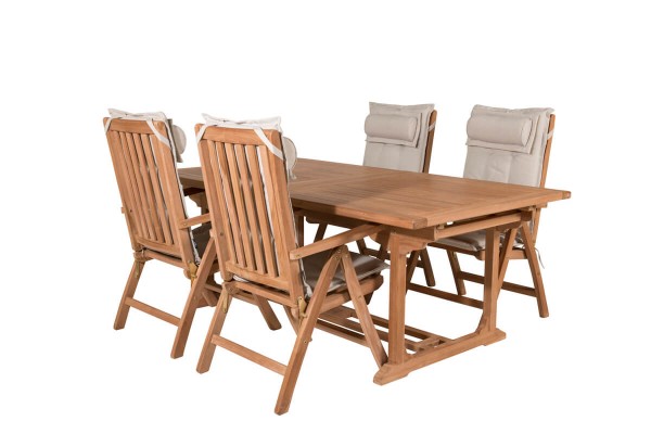 Kenya matgrupp 1 bord + 4 pos.stolar teak/natur Venture Home