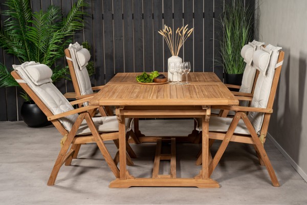 Kenya matgrupp 1 bord + 4 pos.stolar teak/natur Venture Home