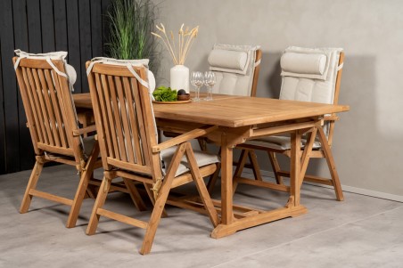 Kenya matgrupp 1 bord + 4 pos.stolar teak/natur Venture Home