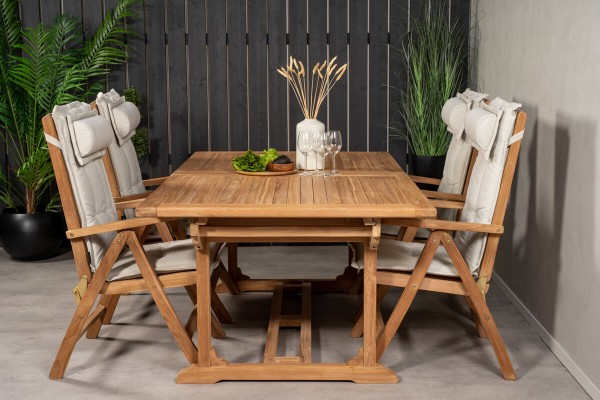 Kenya matgrupp 1 bord + 4 pos.stolar teak/natur Venture Home