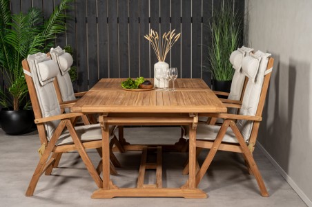 Kenya matgrupp 1 bord + 4 pos.stolar teak/natur Venture Home