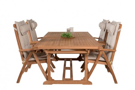 Kenya matgrupp 1 bord + 4 pos.stolar teak/natur Venture Home