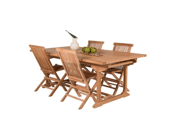 Kenya matgrupp 1 bord + 4 stolar teak/natur Venture Home