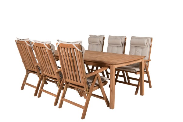 Kenya matgrupp 1 bord + 6 pos.stolar teak/natur Venture Home