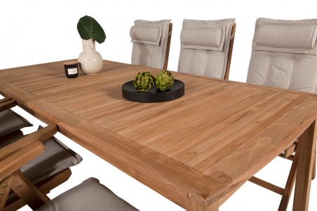 Kenya matgrupp 1 bord + 6 pos.stolar teak/natur Venture Home