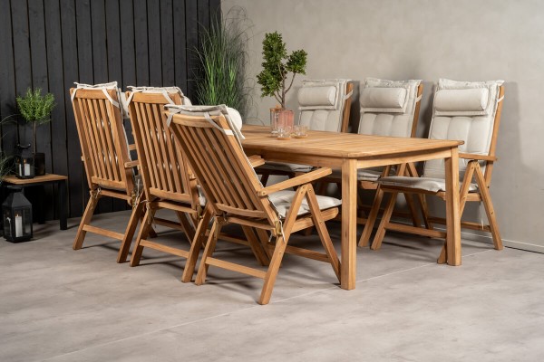 Kenya matgrupp 1 bord + 6 pos.stolar teak/natur Venture Home