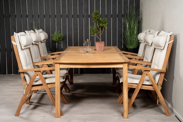 Kenya matgrupp 1 bord + 6 pos.stolar teak/natur Venture Home