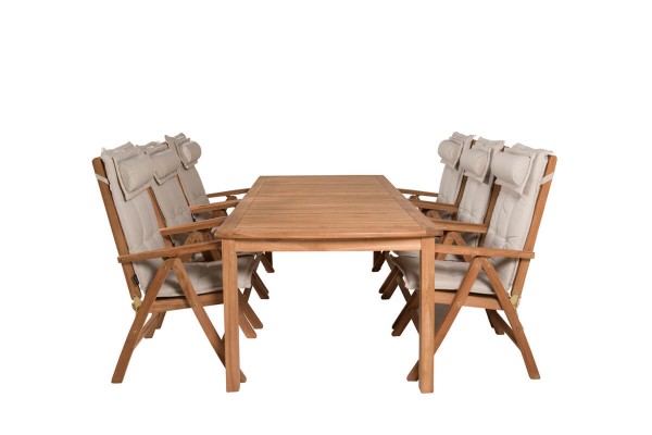 Kenya matgrupp 1 bord + 6 pos.stolar teak/natur Venture Home