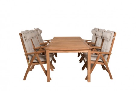Kenya matgrupp 1 bord + 6 pos.stolar teak/natur Venture Home