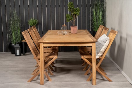 Kenya matgrupp 1 bord + 6 stolar teak/natur Venture Home