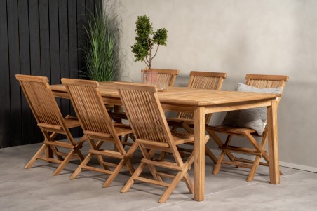 Kenya matgrupp 1 bord + 6 stolar teak/natur Venture Home
