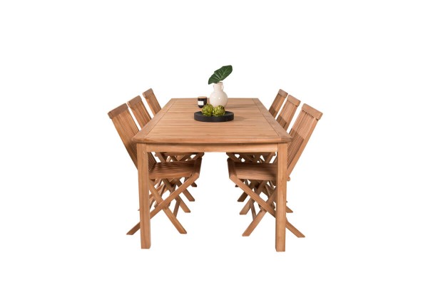 Kenya matgrupp 1 bord + 6 stolar teak/natur Venture Home
