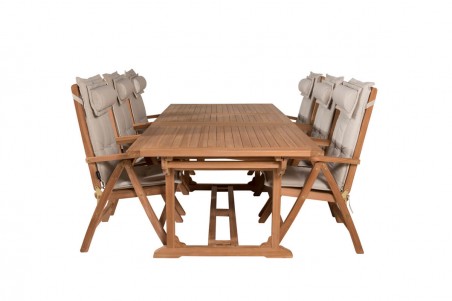 Kenya matgrupp 1 bord + 6 pos.stolar natur/teak Venture Home