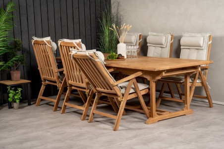 Kenya matgrupp 1 bord + 6 pos.stolar natur/teak Venture Home