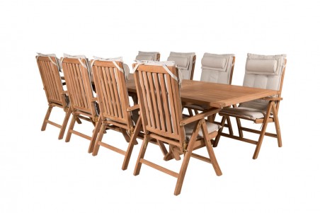 Kenya matgrupp 1 bord + 8 stolar natur Venture Home
