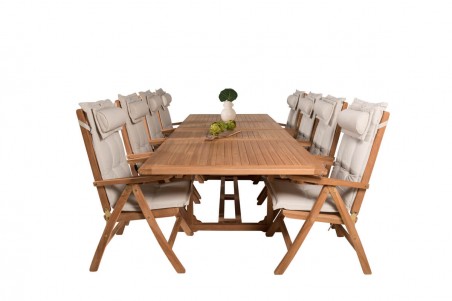 Kenya matgrupp 1 bord + 8 stolar natur Venture Home