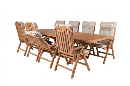 Kenya matgrupp 1 bord + 8 stolar natur Venture Home