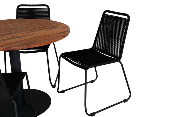 Cot, Lindos rund matgrupp svart/natur Venture Home