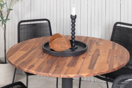 Cot, Lindos rund matgrupp svart/natur Venture Home