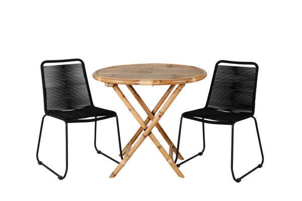 Cane & Lindos rund cafégrupp natur/svart  Venture Home