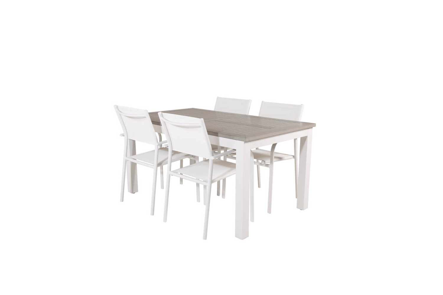 Albany & Santorini matgrupp 1 bord + 4 stolar vit/grå Venture Home