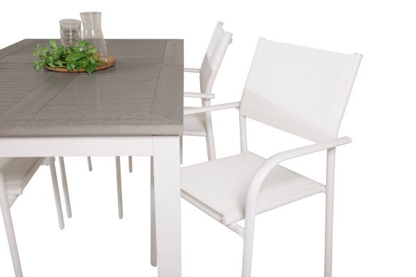Albany & Santorini matgrupp 1 bord + 4 stolar vit/grå Venture Home