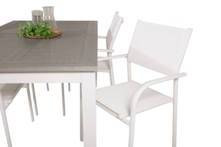 Albany & Santorini matgrupp 1 bord + 4 stolar vit/grå Venture Home