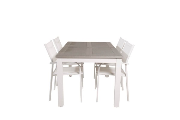 Albany & Santorini matgrupp 1 bord + 4 stolar vit/grå Venture Home