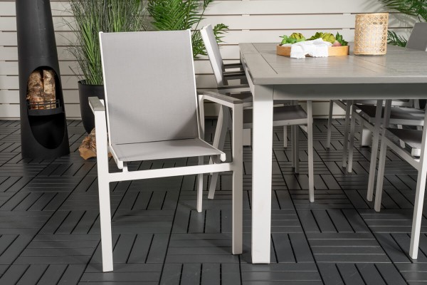 Albany & Parma matgrupp 1 bord + 6 stolar vit/grå Venture Home
