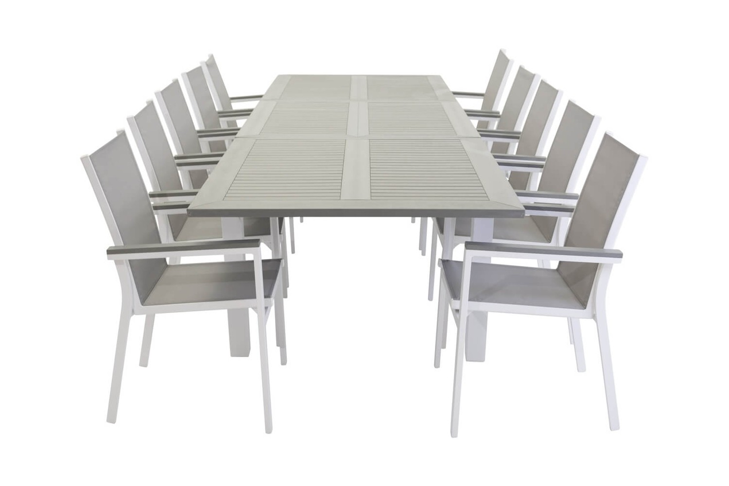 Albany & Parma matgrupp 1 bord + 10 stolar vit/grå Venture Home