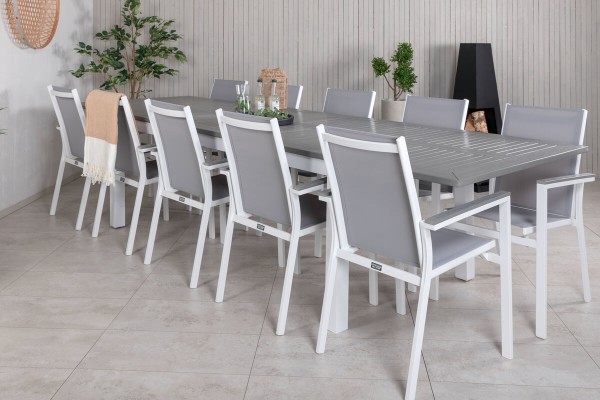 Albany & Parma matgrupp 1 bord + 10 stolar vit/grå Venture Home