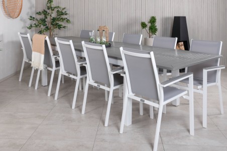 Albany & Parma matgrupp 1 bord + 10 stolar vit/grå Venture Home