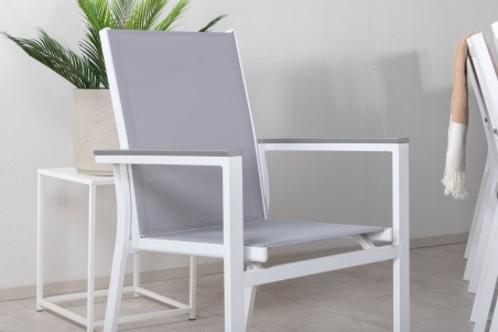 Albany & Parma matgrupp 1 bord + 10 stolar vit/grå Venture Home