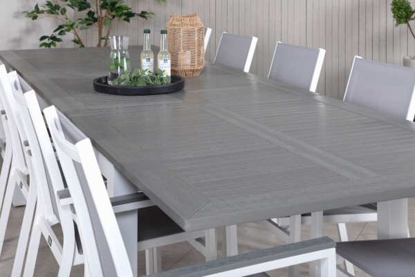 Albany & Parma matgrupp 1 bord + 10 stolar vit/grå Venture Home