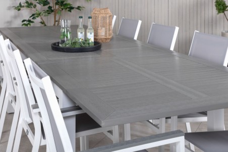 Albany & Parma matgrupp 1 bord + 10 stolar vit/grå Venture Home