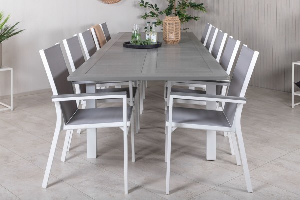 Albany & Parma matgrupp 1 bord + 10 stolar vit/grå Venture Home